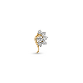 18K Gold Diamond Floral Curve Nose Pin