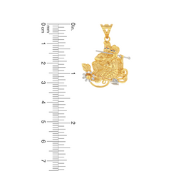 22K Gold Divine Radha Krishna Pendant with Floral Accents