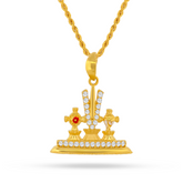 22K Gold Sacred Shankha, Chakra, and Namam Pendant