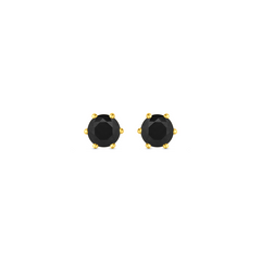 22K Gold Black Stud Earrings