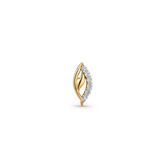18K Gold Leaf Curve Diamond Nose Pin