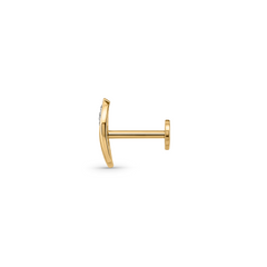 18K Gold Leaf Curve Diamond Nose Pin
