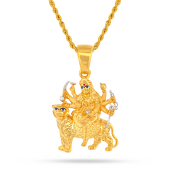 22K Gold Majestic Goddess Durga Pendant