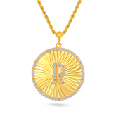 22K Gold Gleaming Initial "R" Pendant