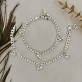 Silver Floral Anklets