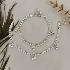Silver Floral Anklets