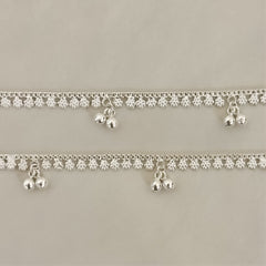 Silver Floral Anklets