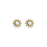 22K Gold Vintage Floral Pearl Earrings