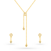 22K Gold Floral Drop Necklace & Earrings Set