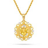 22K Gold Lord Ganesha Pendant with Ornate Frame