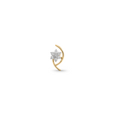 18K Gold Floral Crescent Diamond Nose Pin