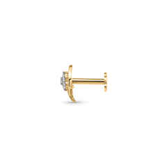 18K Gold Floral Crescent Diamond Nose Pin