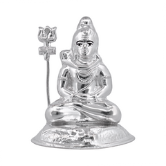 Sliver Lord Meditative Shiva Idol