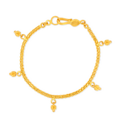 22K Gold Kids Dangling Charm Bracelet