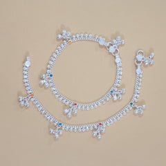 Silver Multicolor Gungroo Anklets