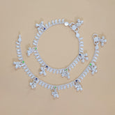 Silver Multicolor Leafed Gungroo Anklets