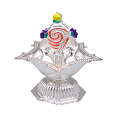 Silver Shankh Panch Mukh Oil Lamp