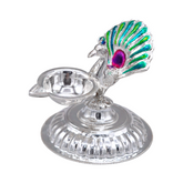 Silver Peacock Oil Lamp & Incense Holder