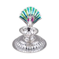 Silver Peacock Oil Lamp & Incense Holder