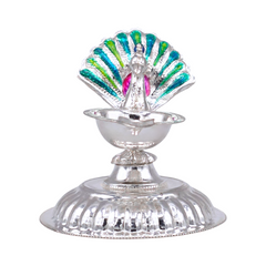 Silver Peacock Oil Lamp & Incense Holder