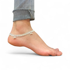 Silver Leaf Charm Anklets