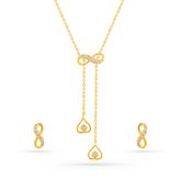 22K Gold Infinity Drop Necklace & Earrings Set