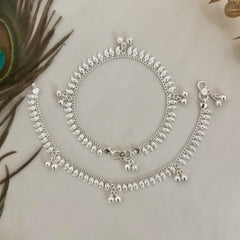 Silver Leaf Charm Anklets