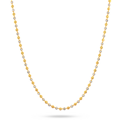 22K Gold Beaded Two-Tone Chain - 16"