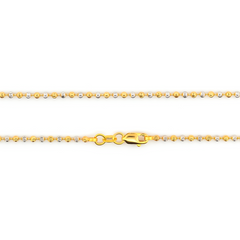 22K Gold Beaded Two-Tone Chain - 16"