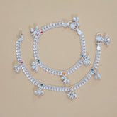 Silver Multicolor Gungroo Anklets