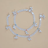 Silver Kids Multicolor Gungroo Anklets
