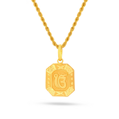 22K Gold Elegant Ik Onkar Pendant with Intricate Detailing