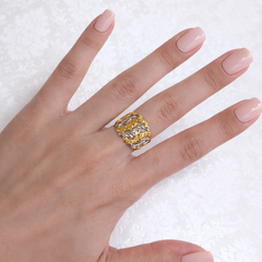 22K Gold Two-Tone Wide Ring