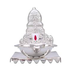 Silver Balaji Oil Lamp & Incense Holder