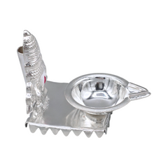 Silver Balaji Oil Lamp & Incense Holder