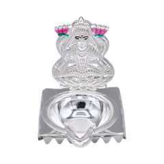 Silver Lakshmi Oil Lamp & Incense Holder