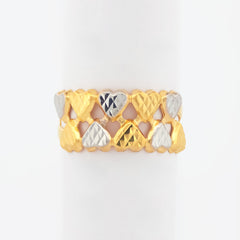 22K Gold Two-Tone Hearts Ring
