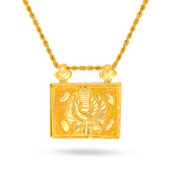 22K Gold Traditional Sikh Pendant with Khanda Symbol