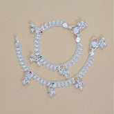 Silver Kids Multicolor Gungroo Anklets