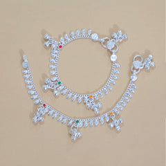 Silver Kids Multicolor Gungroo Anklets