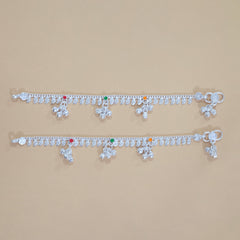 Silver Kids Multicolor Gungroo Anklets