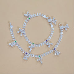 Silver Kids Multicolor Gungroo Anklets