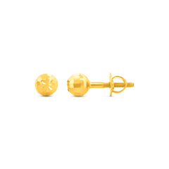 22K Gold Timeless Sphere Stud Earrings