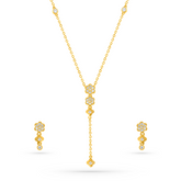 22K Gold Floral Drop Necklace & Earrings Set
