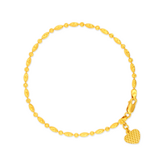 22K Gold Heart Charm Bracelet