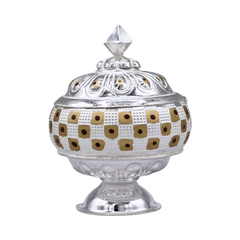 Silver Golden Checkered Kumkum Box