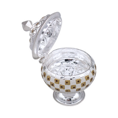 Silver Golden Checkered Kumkum Box