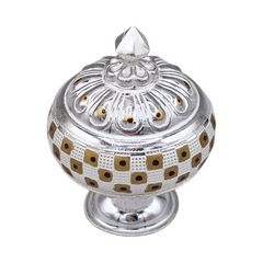 Silver Golden Checkered Kumkum Box