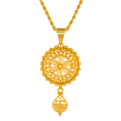 22K Gold Floral Dangling Pendant