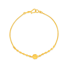 22K Gold Radiant Hexagonal Charm Bracelet